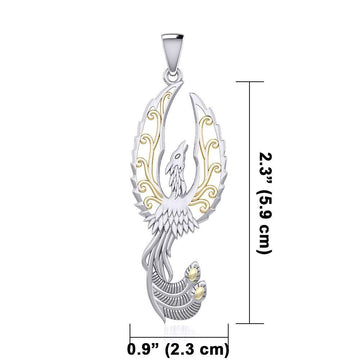Mythical Phoenix Silver and Gold Pendant MPD5723 - Jewelry